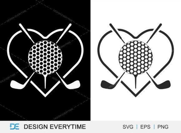 Golf with Heart SVG Design for Graphics and T-Shirt Designs