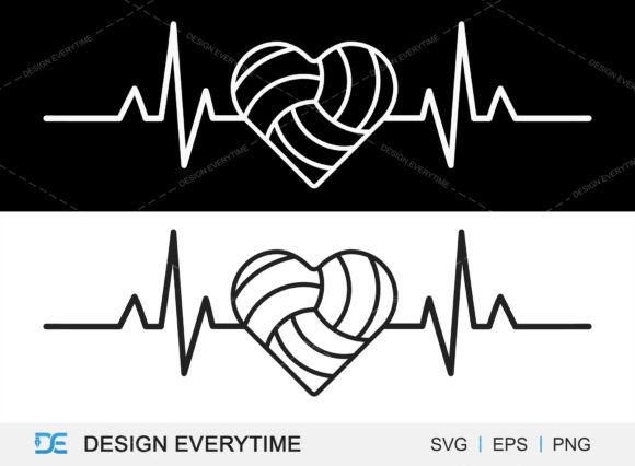 Volleyball with Pulse SVG Design Graphics
